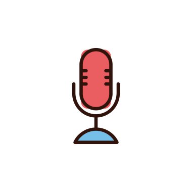 Herhangi Bir Amaç İçin Dolu Biçimli Mic Simgesi Vektör İllüstrasyonu