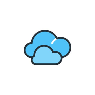 Herhangi Bir Amaç İçin Dolu Biçimli Bulut Simgesi Vektör İllüstrasyonu