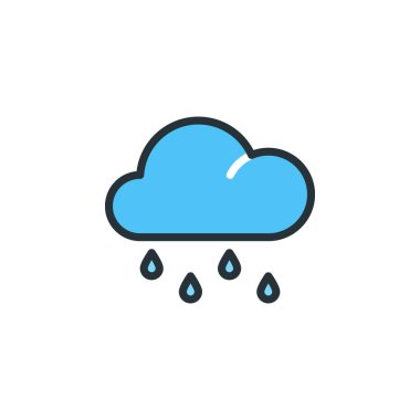 Herhangi Bir Amaç İçin Dolu Biçimli Yağmur Simgesi Vektör İllüstrasyonu