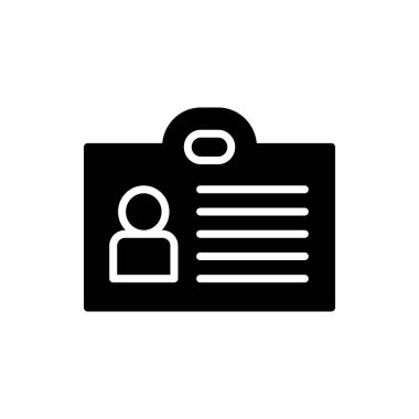 Herhangi Bir Amaç İçin Glyph Biçiminde Kimlik Kart Simgesi Vektör İllüstrasyonu