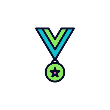 Herhangi Bir Amaç İçin Dolu Biçimli Madalya Simgesi Vektör İllüstrasyonu