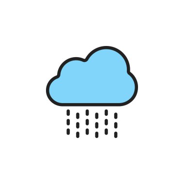 Herhangi Bir Amaç İçin Dolu Biçimli Yağmur Simgesi Vektör İllüstrasyonu