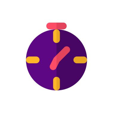 Herhangi Bir Amaç İçin Düz Biçimli Saat Simgesi Vektör İllüstrasyonu