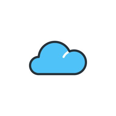 Herhangi Bir Amaç İçin Dolu Biçimli Bulut Simgesi Vektör İllüstrasyonu