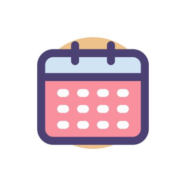 Herhangi Bir Amaç İçin Dolu Biçimli Takvim Simgesi Vektör İllüstrasyonu