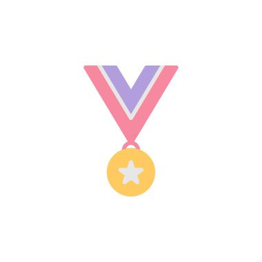 Herhangi Bir Amaç İçin Düz Biçimli Madalya Simgesi Vektör İllüstrasyonu