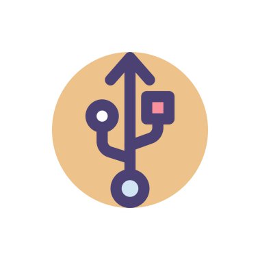 Herhangi Bir Amaç İçin Dolu Biçimli Usb Simgesi Vektör İllüstrasyonu