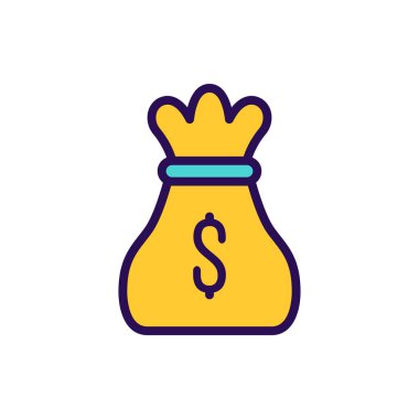 Herhangi Bir Amaç İçin Dolu Biçimli Para Çuvalı Simgesi Vektör İllüstrasyonu