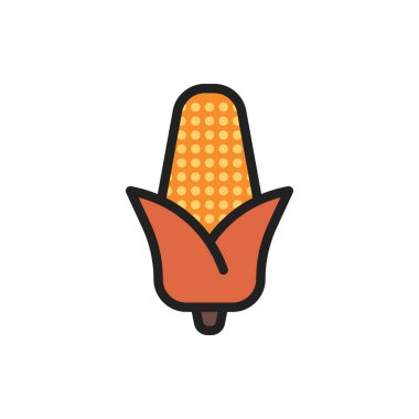 Herhangi Bir Amaç İçin Dolu Biçimli Corn Simgesi Vektör İllüstrasyonu