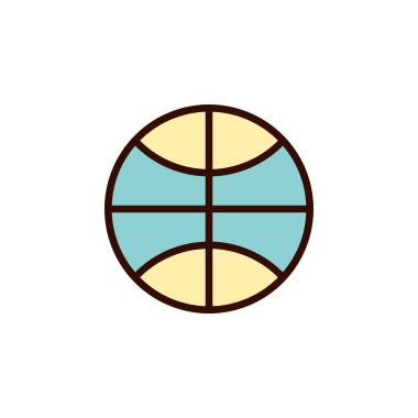 Herhangi Bir Amaç İçin Düz Biçimli Basketbol Simgesi Vektör İllüstrasyonu