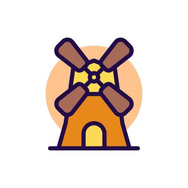 Her Amaç İçin Dolu Biçimli Yel Değirmeni Simgesi Vektör İllüstrasyonu