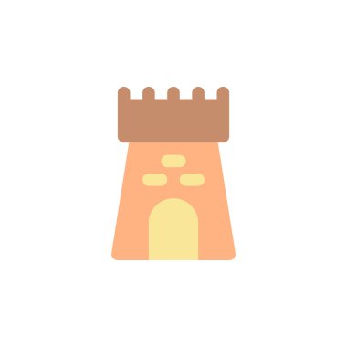 Herhangi Bir Amaç İçin Düz Biçimli Şato Simgesi Vektör İllüstrasyonu