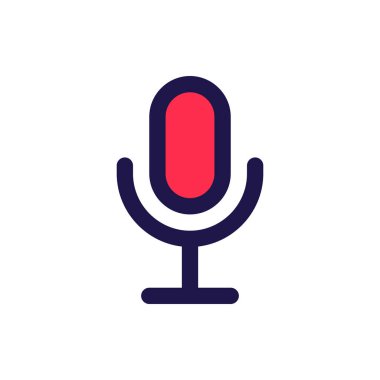 Herhangi Bir Amaç İçin Dolu Biçimli Mic Simgesi Vektör İllüstrasyonu