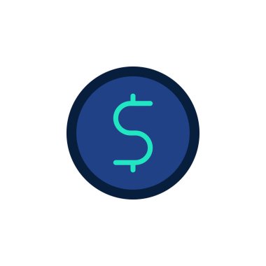 Herhangi Bir Amaç İçin Düz Biçimli Sikke Simgesi Vektör İllüstrasyonu