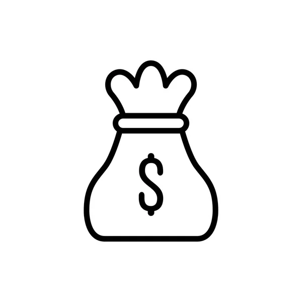 Sack Money Icon Illustration Vectorielle Dans Style Ligne Toutes Fins — Image vectorielle