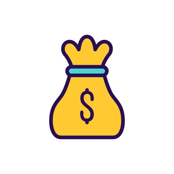 Sack Money Icon Illustration Vectorielle Dans Style Rempli Toutes Fins — Image vectorielle