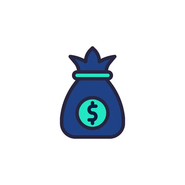 Money Bag Icon Vector Illustration Filled Style Any Purpose — Stock Vector
