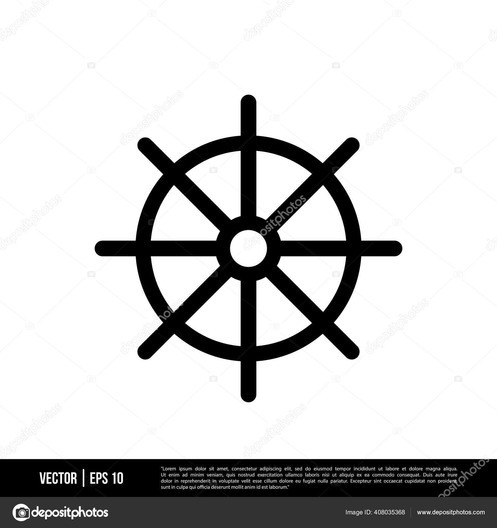 Vektor Ikon Roda Kemudi Ship Terbaik Templat Logo Ilustrasi Dengan Stok Vektor C Hasebastudio 408035368