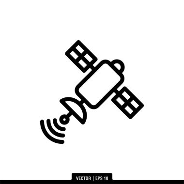 Uydu Simgesi Vektör İllüstrasyon Logo Şablonu