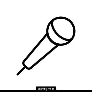 Mikrofon Simgesi Vektör İllüstrasyon Logo Şablonu