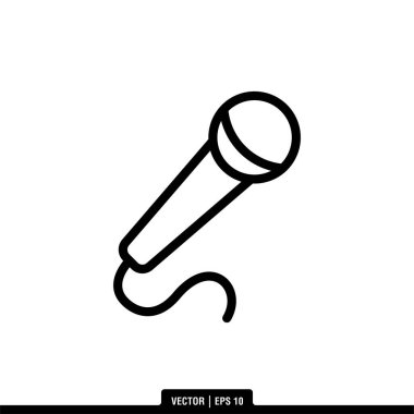 Mikrofon Simgesi Vektör İllüstrasyon Logo Şablonu