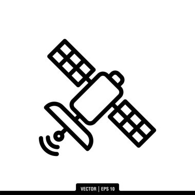 Uydu Simgesi Vektör İllüstrasyon Logo Şablonu