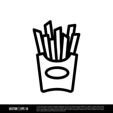 En iyi Fransız kızartması ikon vektörü, son moda logo şablonu. Pek çok amaca uygun..