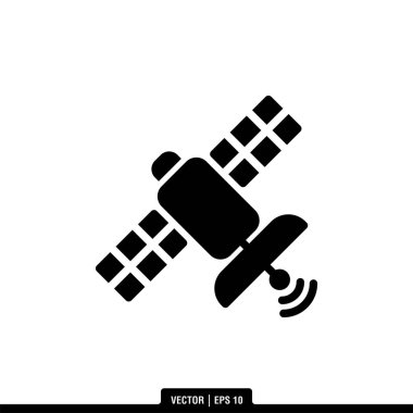 Uydu Simgesi Vektör İllüstrasyon Logo Şablonu
