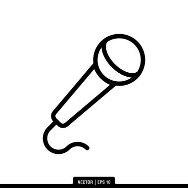 Mikrofon Simgesi Vektör İllüstrasyon Logo Şablonu