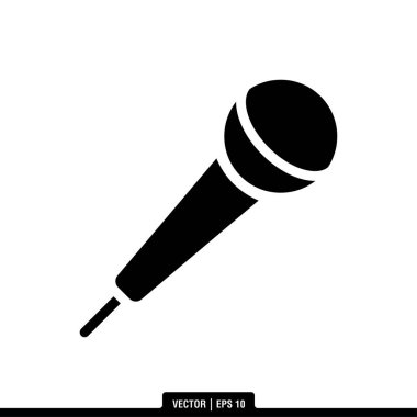 Mikrofon Simgesi Vektör İllüstrasyon Logo Şablonu