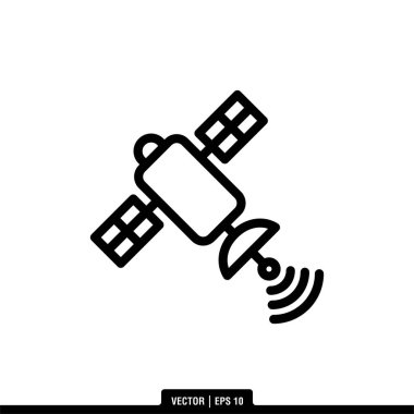 Uydu Simgesi Vektör İllüstrasyon Logo Şablonu
