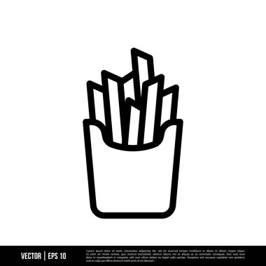 En iyi Fransız kızartması ikon vektörü, son moda logo şablonu. Pek çok amaca uygun..