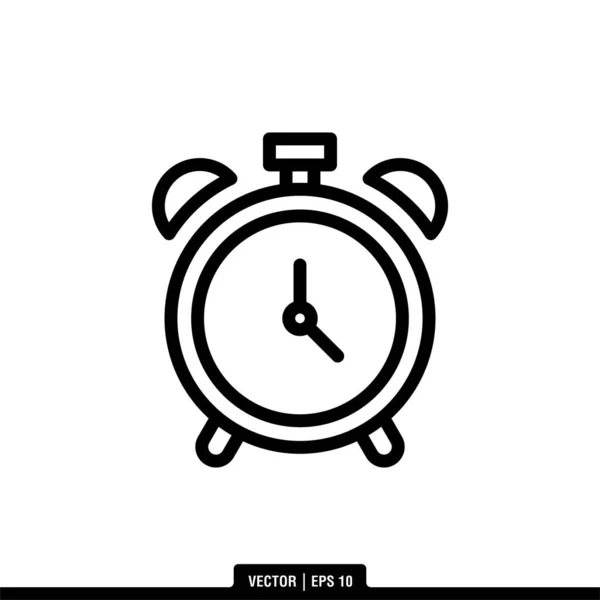 Relógio Despertador Ícone Vetor Ilustração Logotipo Modelo — Vetor de Stock