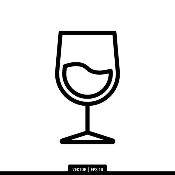 Wein Glas Ikone Vektor Illustration Logo Vorlage — Stockvektor