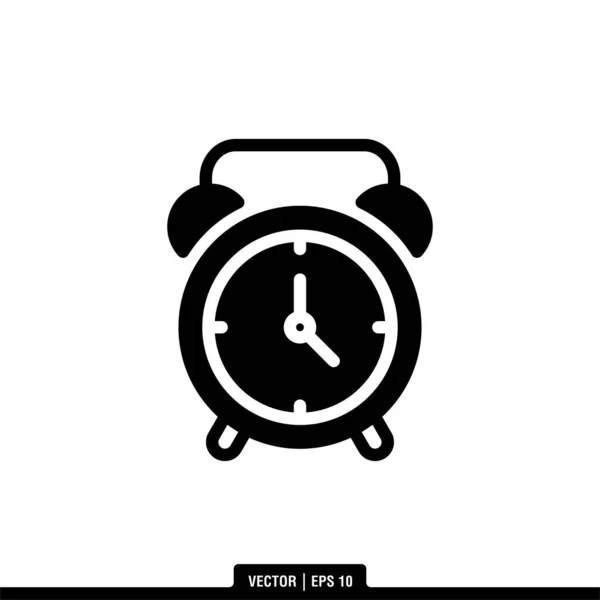 Alarm Clock Icon Vector Illustration Logo Template — Stock Vector