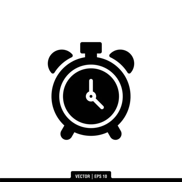 Modèle Logo Illustration Vectorielle Icône Horloge Alarme — Image vectorielle