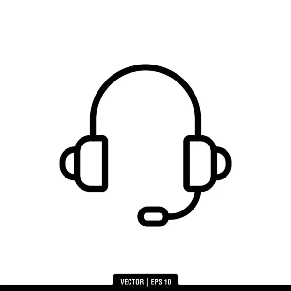 Headphone Ícone Vetor Ilustração Logotipo Modelo —  Vetores de Stock