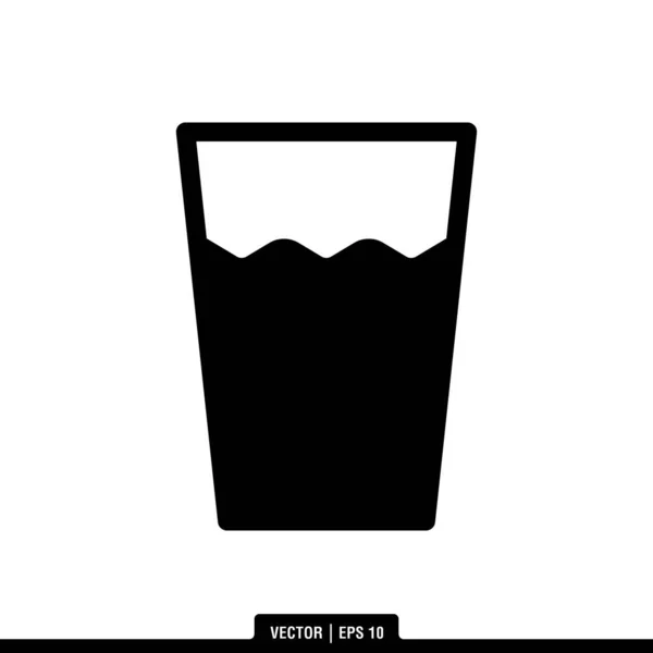 Icon Vidro Água Vetor Ilustração Logotipo Modelo —  Vetores de Stock
