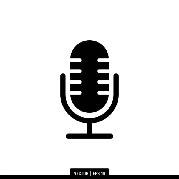 Мікрофон Піктограма Векторна Ілюстрація Шаблон Логотипу — стоковий вектор