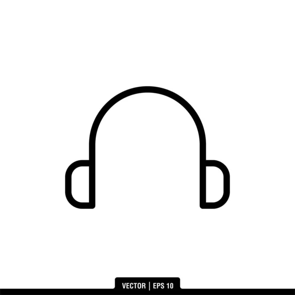 Kulaklık Simgesi Vektör İllüstrasyon Logo Şablonu