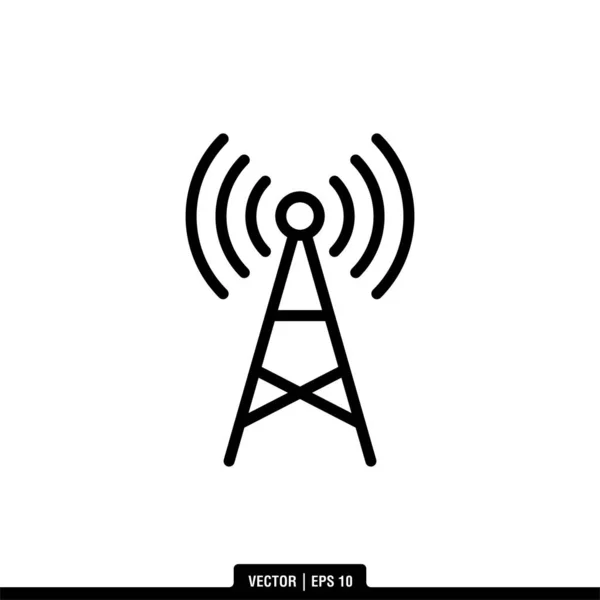 Tower Signal Ikon Vektor Illustration Logotyp Mall — Stock vektor