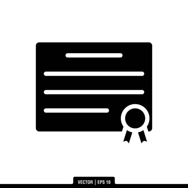 Certificate Icon Vector Illustration Logo Template — Stock Vector
