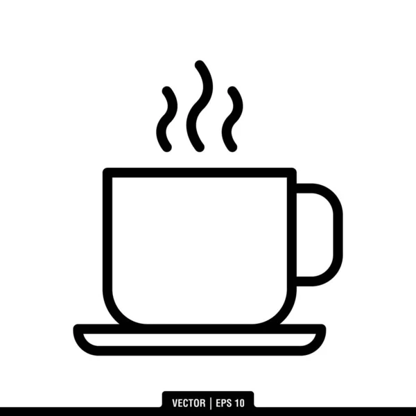 Kahve Kupası Simgesi Vektör İllüstrasyon Logo Şablonu