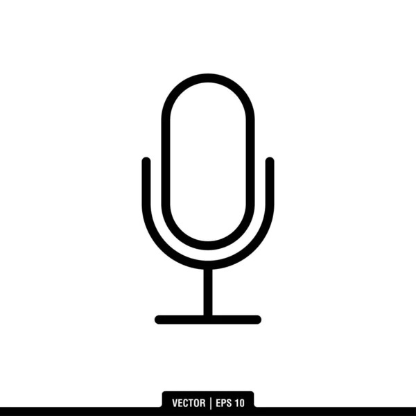 Mikrofon Simgesi Vektör Llüstrasyon Logo Şablonu — Stok Vektör