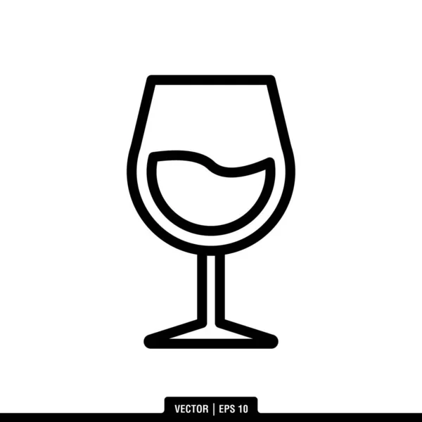 Wein Glas Ikone Vektor Illustration Logo Vorlage — Stockvektor