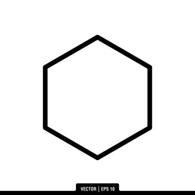 Beyaz arkaplanda izole edilmiş 2B Şekil altıgen simgesi, vektör illüstrasyonu