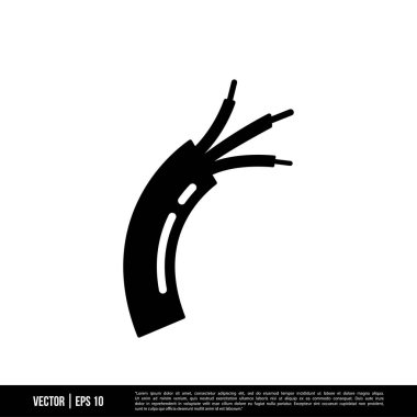 Beyaz arkaplanda izole edilmiş kablo simgesi, vektör illüstrasyonu