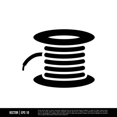 Beyaz arkaplanda izole edilmiş kablo simgesi, vektör illüstrasyonu