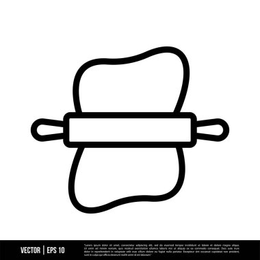 Beyaz arkaplanda izole edilmiş Kek Hamuru Roller simgesi, vektör illüstrasyonu