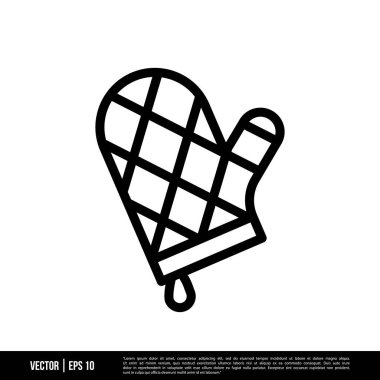 Beyaz arkaplanda aşçı eldiveni simgesi izole edildi, vektör illüstrasyonu